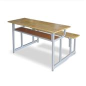 Bàn học sinh liền ghế gỗ cao su